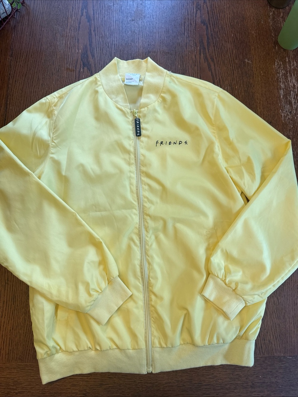 Friends TV Show Jacket Size S Yellow Bomber Jacket Central Perk Graphic